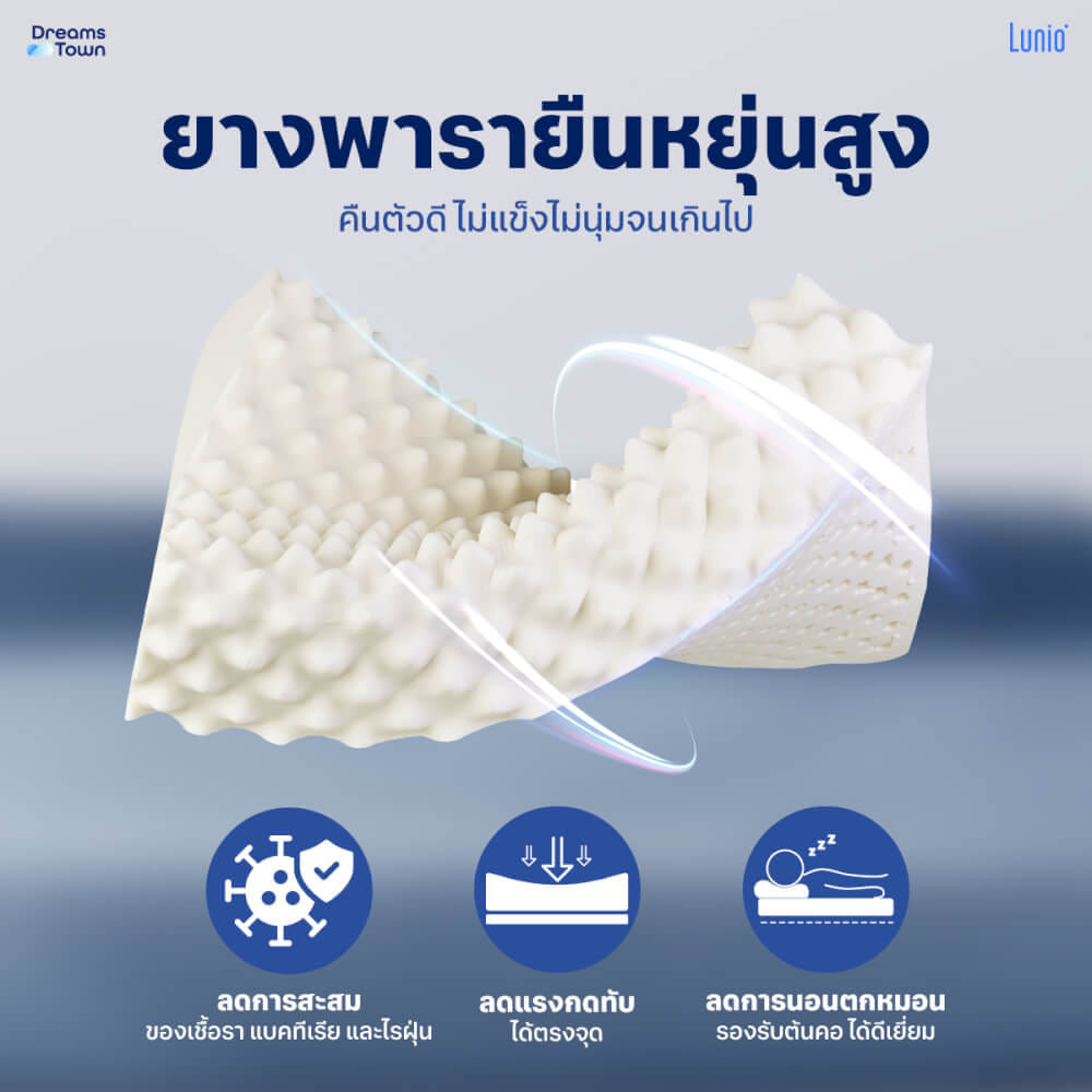 หมอนยางพาราแท้  LUNIO MOON LATEX STELLA ERGO PILLOW_2